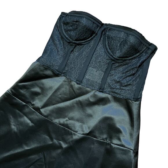 NWT ZARA STUDIO Satin Lace Bustier Corset Dress in Black SZ M - Picture 6 of 12